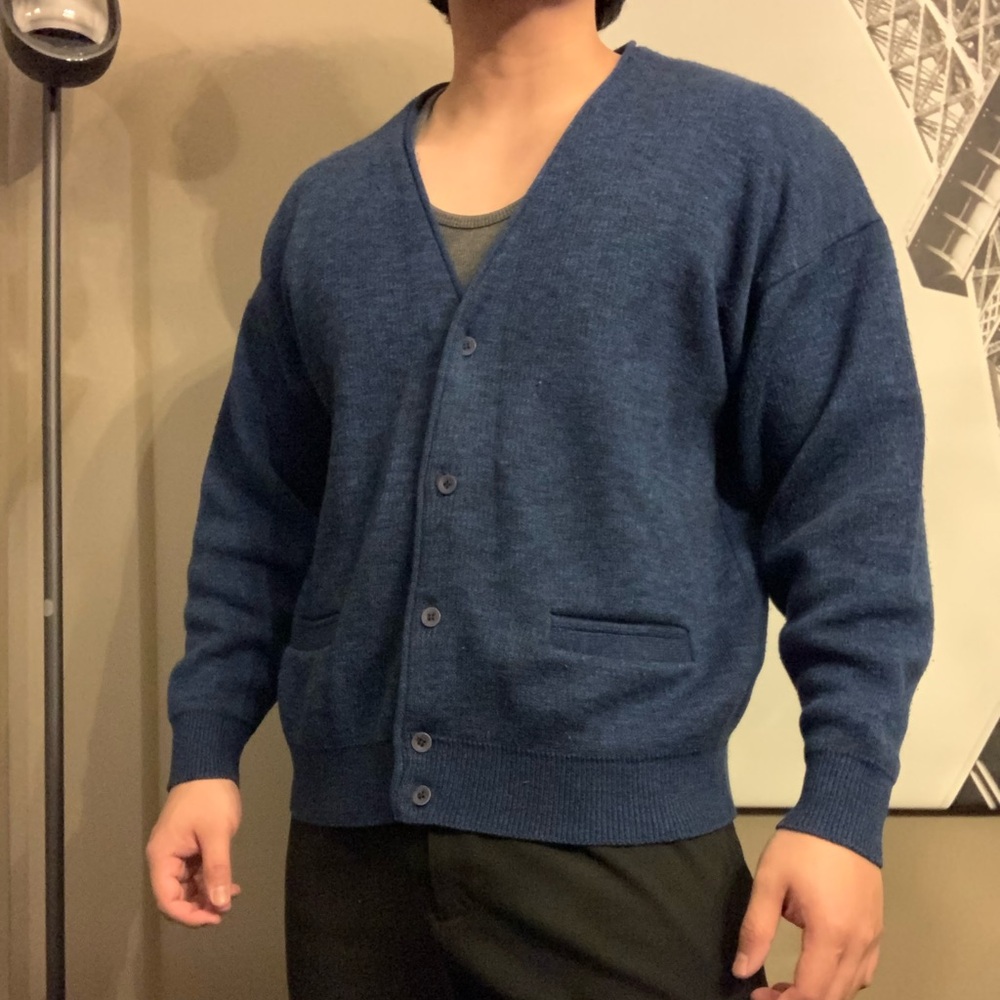 Navy Knit Cardigan Sweater
